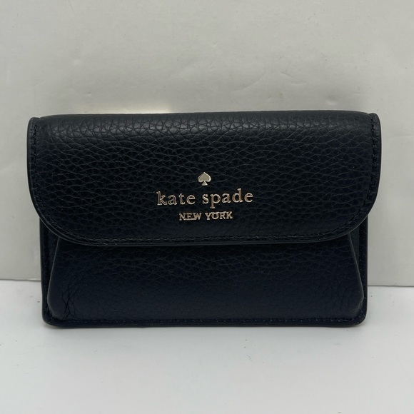 Kate Spade Dumpling Small Pebble Leather Flap Card Holder Wallet 
Black 
NWT - Picture 7 of 16